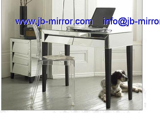 Modern Glass Venetian Mirrored Art Deco Computer Desk Table Furniture