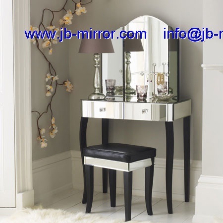 Modern Glass Venetian Mirrored Art Deco Dressing Table Mirror Desk