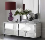 Modern glass venetian mirrored art deco side table and desk